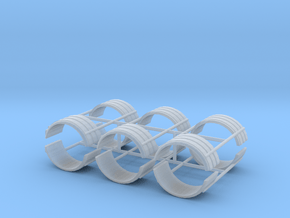 1/64th Dual tire fender set of six in Smooth Fine Detail Plastic