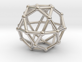 0393 Icosidodecahedron V&E (a=1cm) #002 in Rhodium Plated Brass