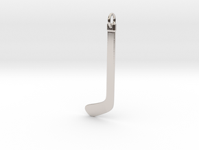 DRAW pendant - hockey stick in Rhodium Plated Brass