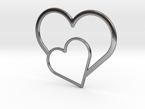 Hearts Necklace / Pendant-03 in Polished Silver