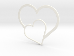 Hearts Necklace / Pendant-03 in White Processed Versatile Plastic