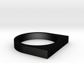 Minimal Square Top Ring, Size 7 in Matte Black Steel