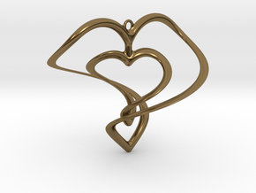 Hearts Necklace / Pendant-01 in Polished Bronze
