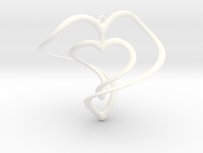 Hearts Necklace / Pendant-01 in White Processed Versatile Plastic