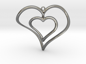 Hearts Necklace / Pendant-02 in Polished Silver