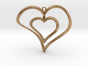 Hearts Necklace / Pendant-02 in Polished Brass