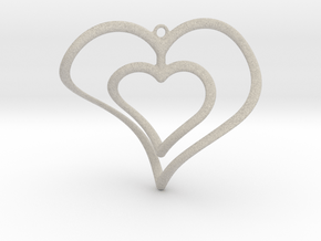 Hearts Necklace / Pendant-02 in Natural Sandstone