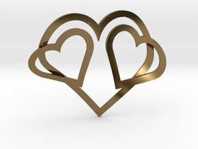 Hearts Necklace / Pendant-05 in Polished Bronze
