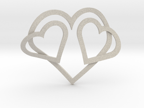 Hearts Necklace / Pendant-05 in Natural Sandstone