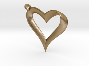 Mobius Heart Pendant in Polished Gold Steel