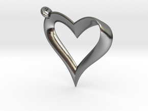 Mobius Heart Pendant in Polished Silver
