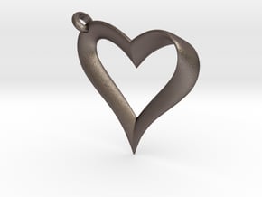 Mobius Heart Pendant in Polished Bronzed Silver Steel