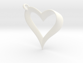 Mobius Heart Pendant in White Processed Versatile Plastic