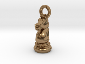 Chess Knight Pendant in Natural Brass