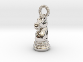Chess Knight Pendant in Rhodium Plated Brass