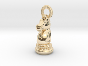 Chess Knight Pendant in 14k Gold Plated Brass