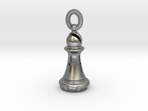 Chess Bishop Pendant in Natural Silver