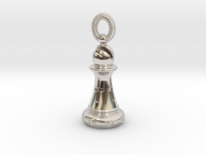 Chess Bishop Pendant in Rhodium Plated Brass