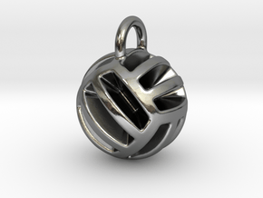 DRAW pendant - volleyball style 2 in Polished Silver