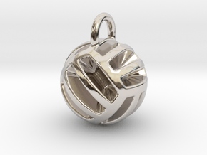 DRAW pendant - volleyball style 2 in Rhodium Plated Brass
