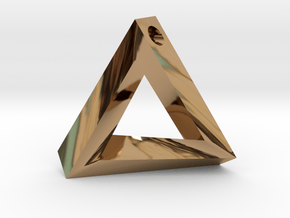 Impossible Triangle Pendant in Polished Brass
