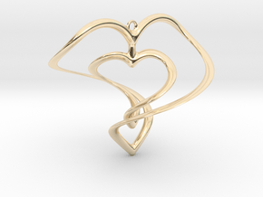 Hearts Necklace / Pendant-01 in 14k Gold Plated Brass