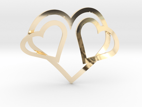 Hearts Necklace / Pendant-05 in 14k Gold Plated Brass