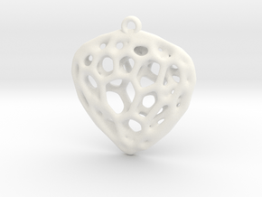 Simple Hearth Pendant in White Processed Versatile Plastic