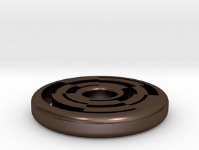 Circular Maze Pendant in Polished Bronze Steel