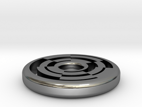 Circular Maze Pendant in Fine Detail Polished Silver