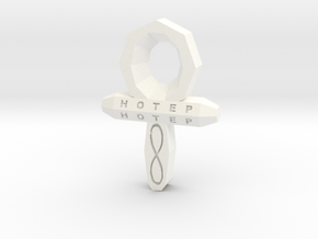 Small Ankh in White Processed Versatile Plastic