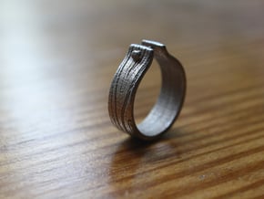 WOOD & NAIL Ring in Polished Bronzed Silver Steel