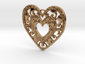 Flourish Heart Pendant in Polished Brass