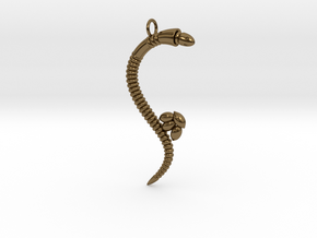 c. "Life of a worm" Part 3 - "Laying eggs" pendant in Polished Bronze