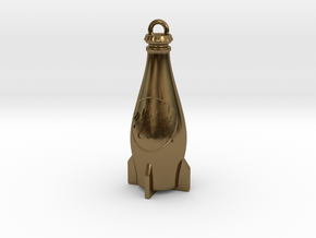 Nuka Cola Bottle Keychain in Polished Bronze