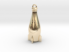 Nuka Cola Bottle Keychain in 14k Gold Plated Brass