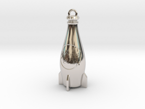 Nuka Cola Bottle Keychain in Rhodium Plated Brass