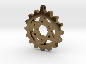 Gear Star of David in Polished Bronze