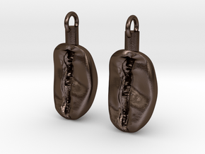 Coffee Bean Earrings in Polished Bronze Steel