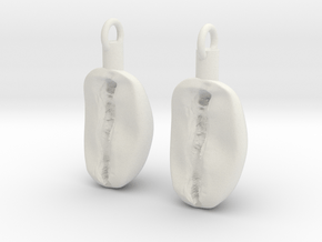 Coffee Bean Earrings in White Natural Versatile Plastic