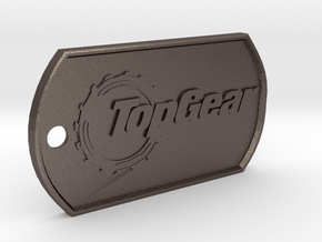 TopGear Logo Dog Tag in Polished Bronzed Silver Steel