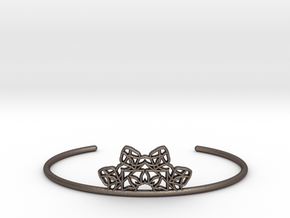 Half Mandala Cuff - small in Polished Bronzed Silver Steel