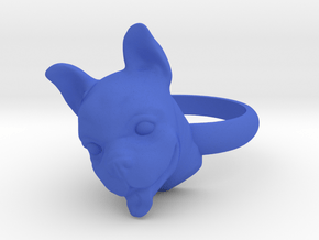French Bulldog  ring in Blue Processed Versatile Plastic