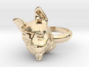 French Bulldog  ring in 14K Yellow Gold