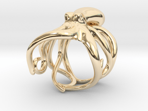 Octopus Ring 21mm in 14k Gold Plated Brass