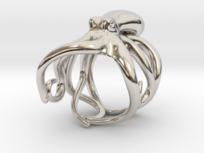 Octopus Ring 21mm in Rhodium Plated Brass