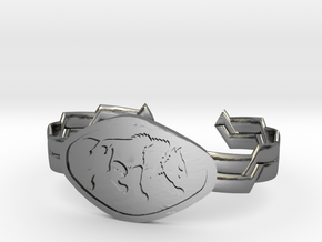 2.5" Wolf Bracelet in Fine Detail Polished Silver