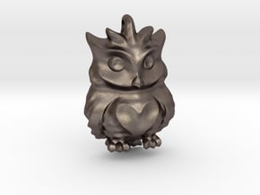 Little OWL Pendant Sovacka in Polished Bronzed Silver Steel