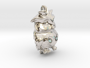 Sad Owl in Rhodium Plated Brass