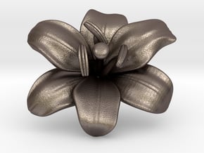 Lily Flower 1 - M in Polished Bronzed Silver Steel
